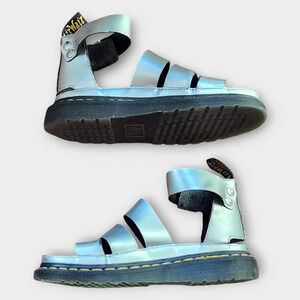 Dr. Martens Women Clarissa II Platform Sandals Size EU 38 US 7 Silver Straps